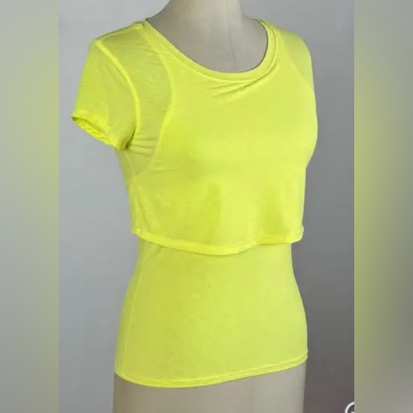 Free People Movement Neon Yellow Open RacerBack Layered Crop Top.   NWT.… - Picture 2 of 8